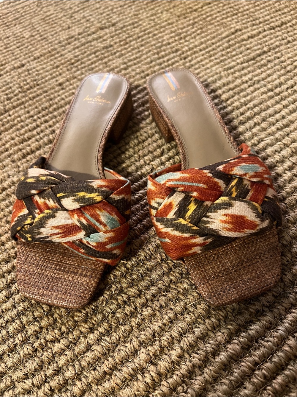 Sam Edelman Dawson Sunset Orange Multi Block Heel Slip On Size 7.5 NWOB